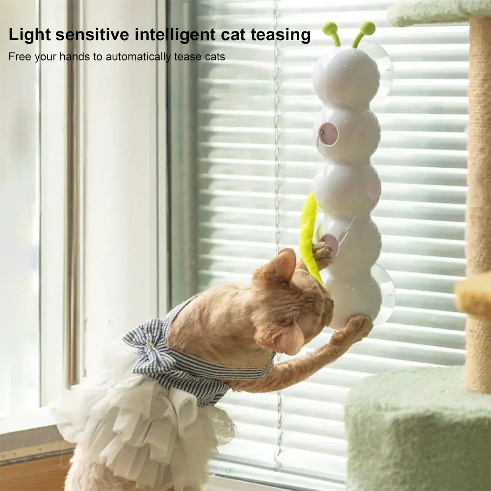 Caterpillar Teasing Cat Toy Motion Activated Kitten Toy Rechargeable Automatic Cat Toy with Tail for Indoor Cats Toy Ball