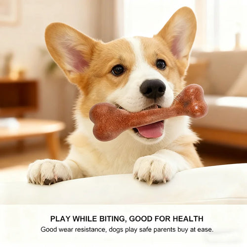 Beef Bacon Flavor Dog Chew Toy Realistic Bone Shape Tough Indestructible Pet Molar Toy Teeth Cleaning Care Durable for Chewing