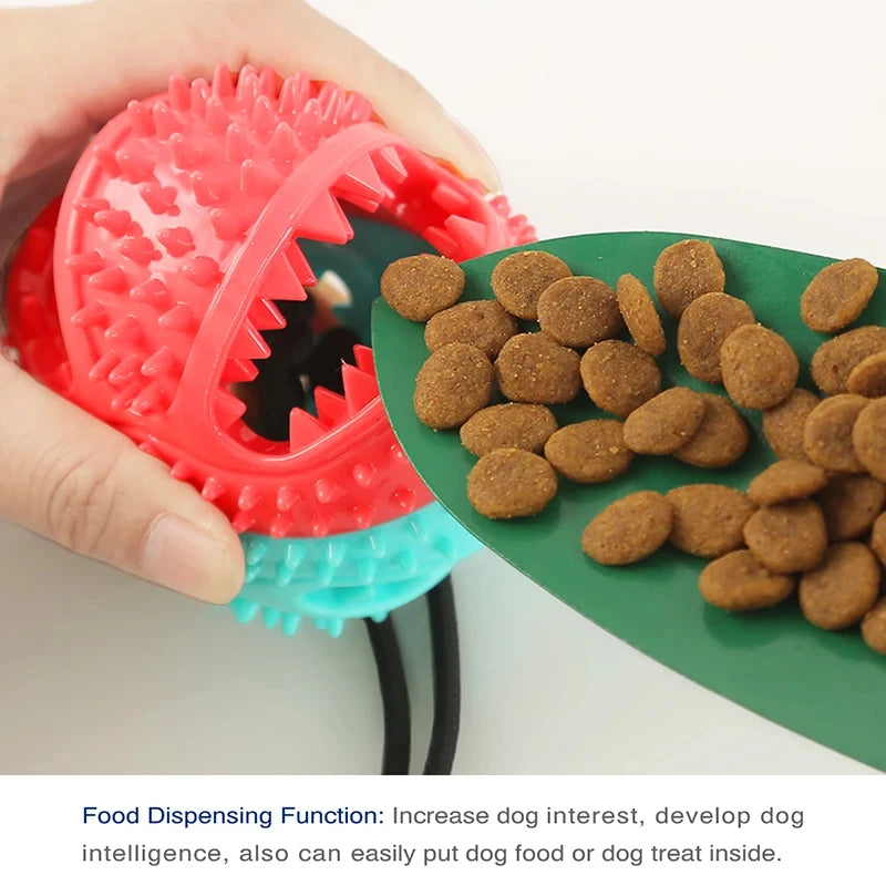 Dog Leaking Food Ball with Suction Cup Ropes Dog Chew Toy Ball Interactive Dog Slow Feeder Toy Tooth Cleaning Pet Supplies