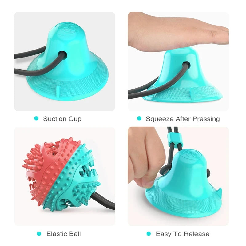 Dog Leaking Food Ball with Suction Cup Ropes Dog Chew Toy Ball Interactive Dog Slow Feeder Toy Tooth Cleaning Pet Supplies