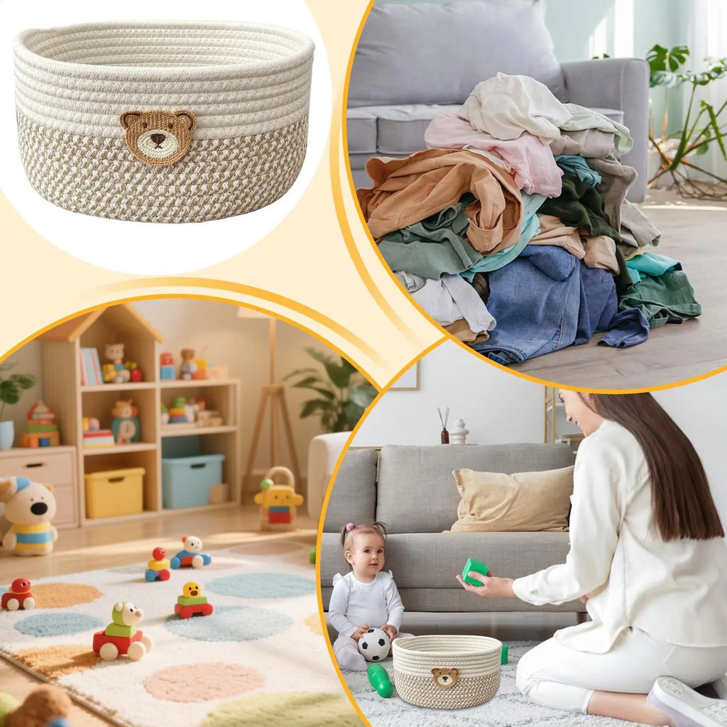 Cotton Rope Storage Basket Woven Organizer Bin 25X18Cm Household Cosmetic Hairpin Deposit Container Book Toy Classification Case