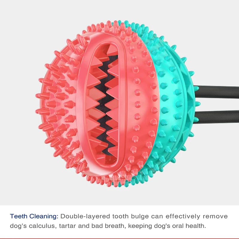Dog Leaking Food Ball with Suction Cup Ropes Dog Chew Toy Ball Interactive Dog Slow Feeder Toy Tooth Cleaning Pet Supplies