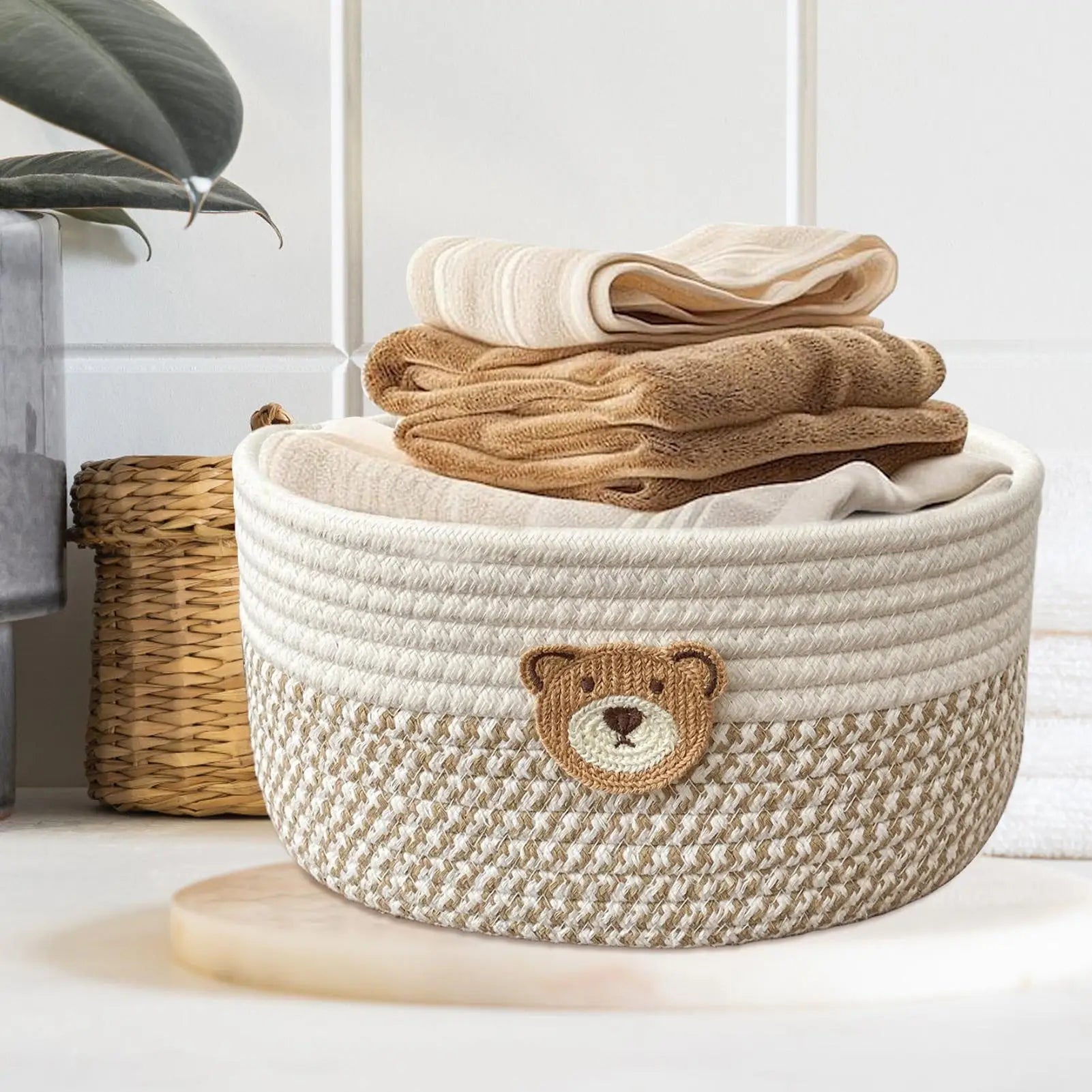 Cotton Rope Storage Basket Woven Organizer Bin 25X18Cm Household Cosmetic Hairpin Deposit Container Book Toy Classification Case