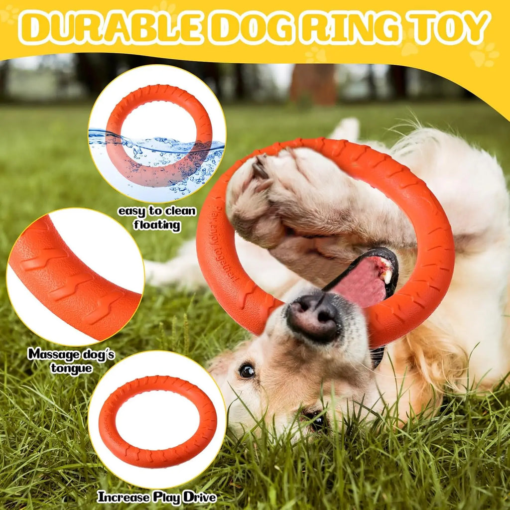 Durable Dog Flying Disc Chew Toy - Floating Fetch Toy for Medium/Large Aggressive Chewers, Interactive Pool Toy for Training & T
