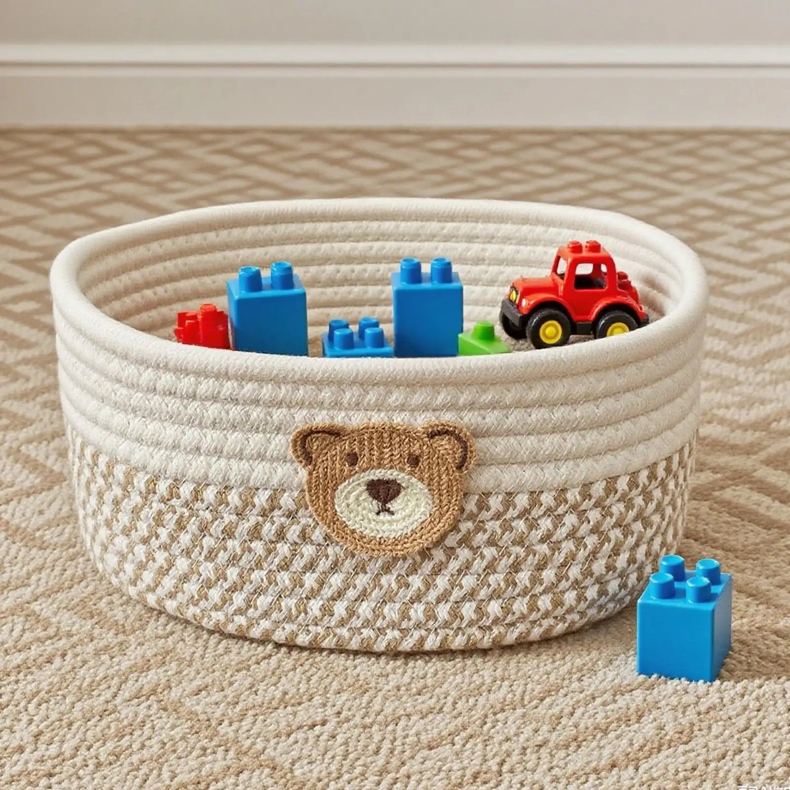Cotton Rope Storage Basket Woven Organizer Bin 25X18Cm Household Cosmetic Hairpin Deposit Container Book Toy Classification Case