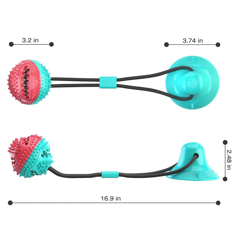 Dog Leaking Food Ball with Suction Cup Ropes Dog Chew Toy Ball Interactive Dog Slow Feeder Toy Tooth Cleaning Pet Supplies